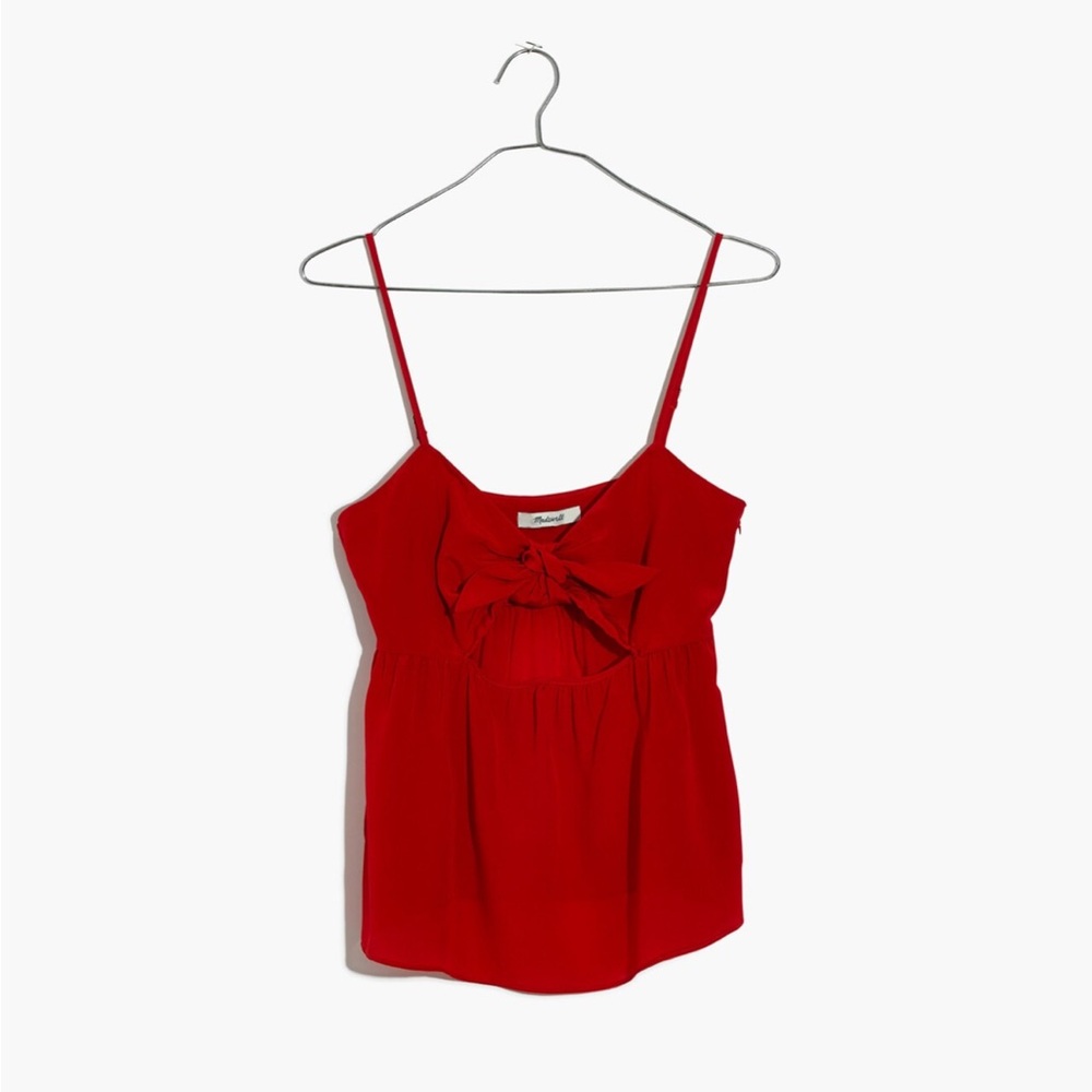 Madewell Silk Tie-Front Keyhole Cami Top